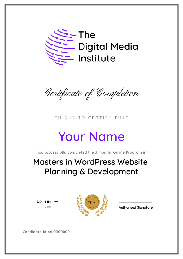 WordPress Website Planning & Development Course Certification